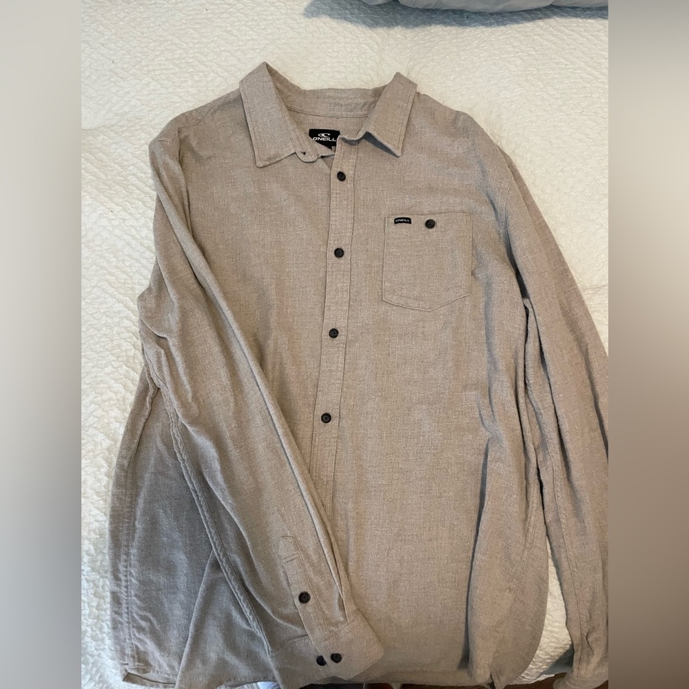 O’Neill Gray Button Down Long Sleeve Shirt, XXL Standard Fit
